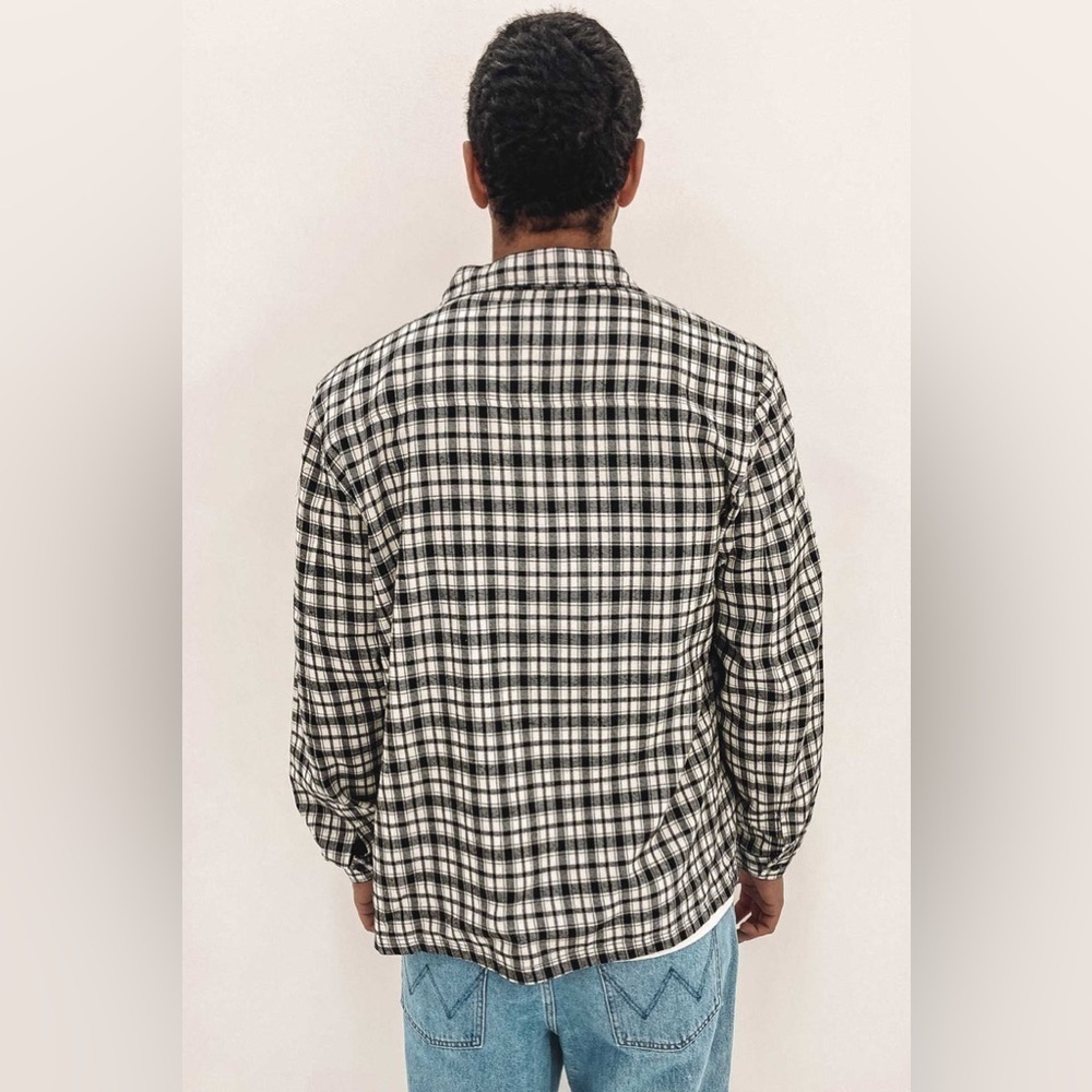 Billy Reid Tan & Black Plaid Standard Fit Button Up Small
